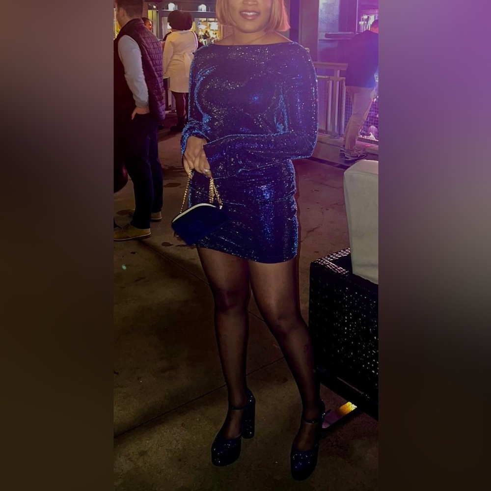 Zara shiny blue dress!